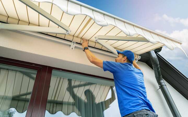 Expert awning installation in Hendersonville, NC property.