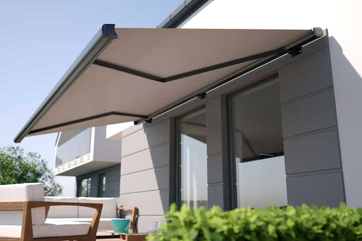 Beautiful residential awning enhances Hendersonville, NC residence.
